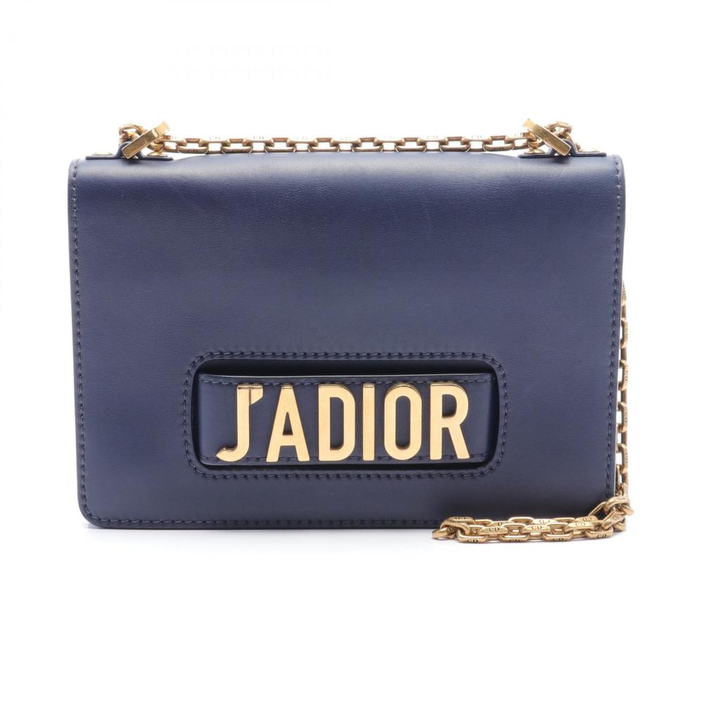 Dior J'Adior Shoulder Bag Leather Navy Blue